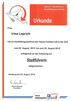 Stadtführer - Ausbildungszentrum - Hansa-Taxi